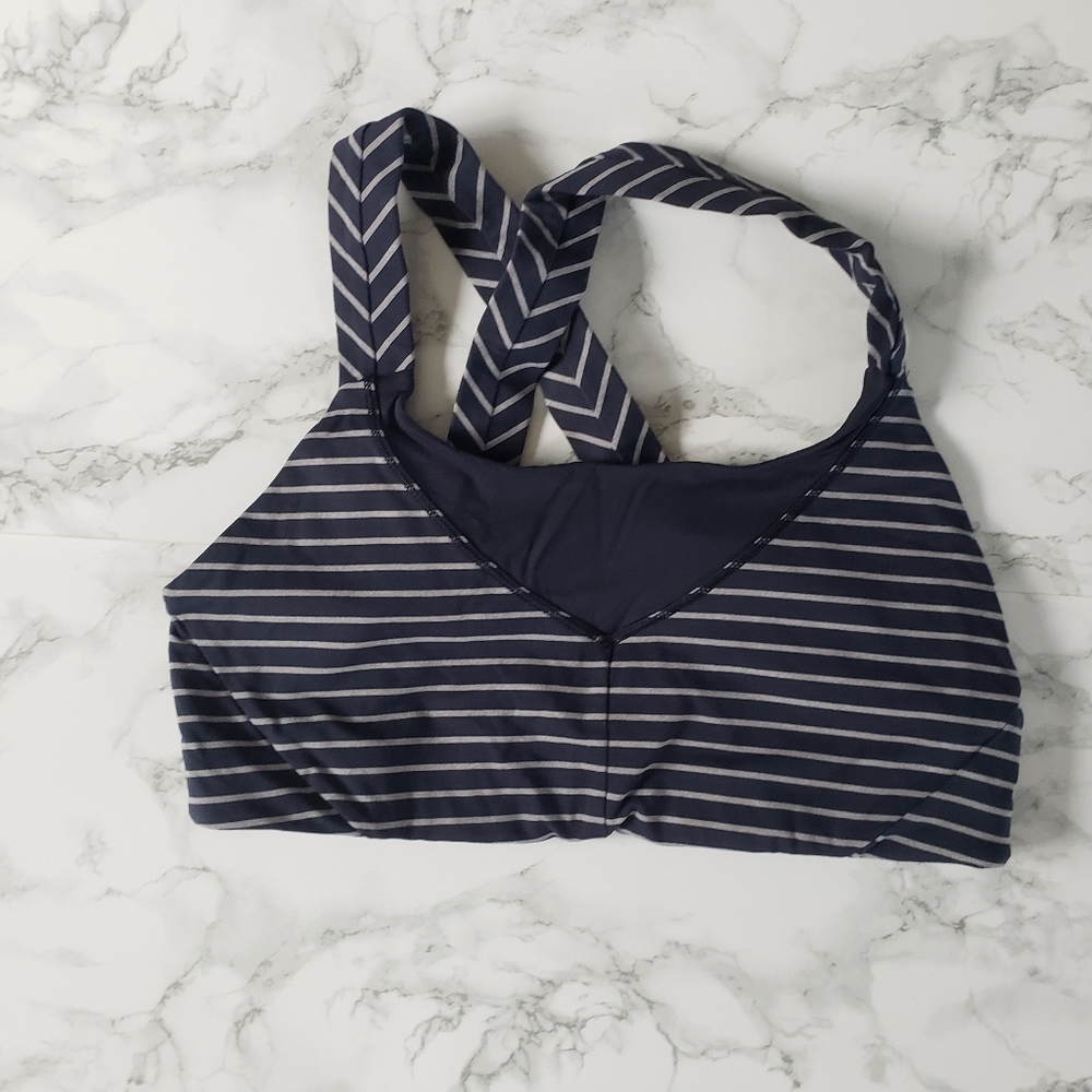 Striped Navy Comfort Sports Bra - Women Intimates